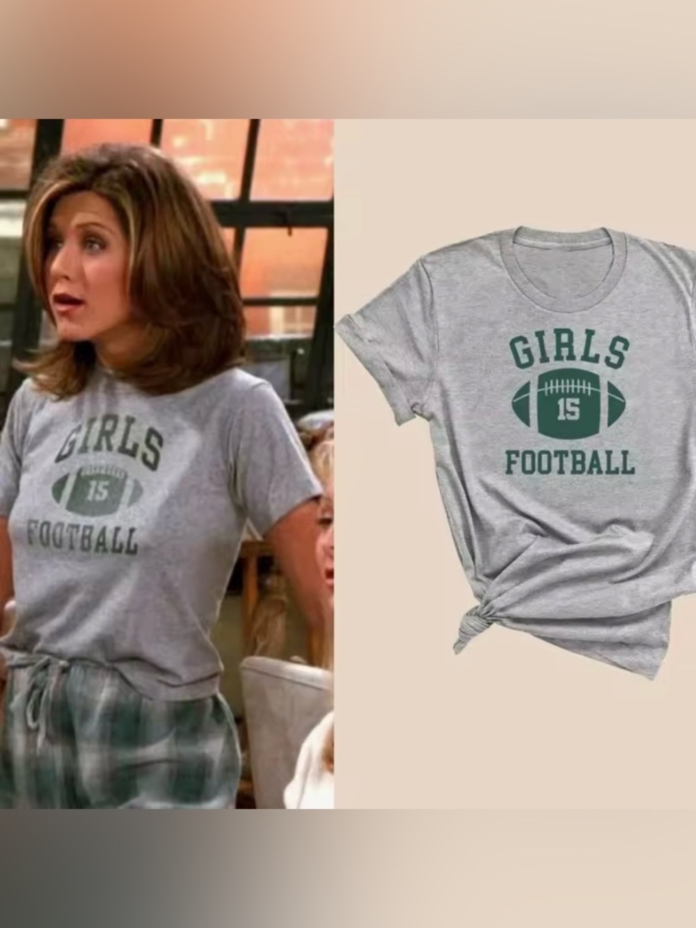 Girls Football Graphic Tee Women Medium Grey